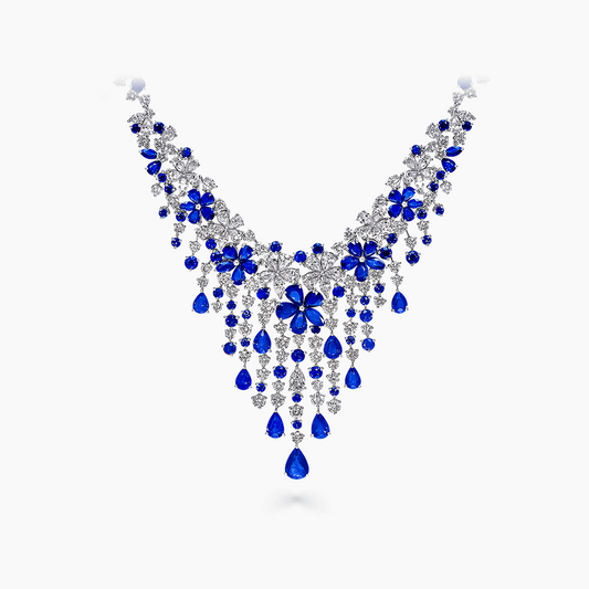 Sapphire Floral Cascade Necklace